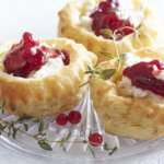 Lingonberry whipped goat cheese puffs