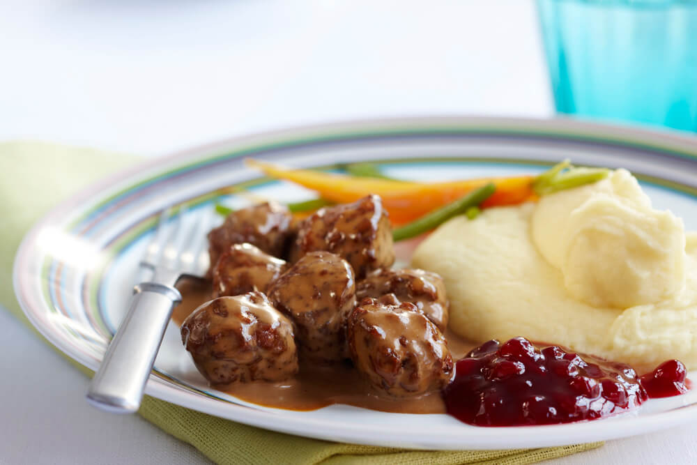 Swedish meatballs with cream sauce and lingonberry jam