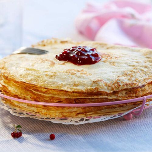 Swedish pancakes with lingonberry jam