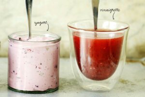 Creamy lingonberry and herb yogurt & Sweet and sour lingonberry vinaigrette